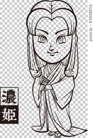 濃姫 2頭身 着物 白黒 濃姫 2頭身 着物 白黒 63808858