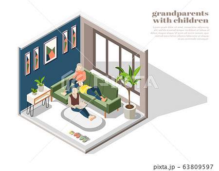 Grandparents With Children In Home Interior  63809597