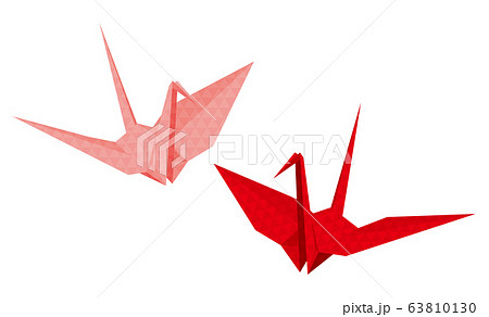 折り鶴のベクターイラスト 鱗文様のイラスト素材