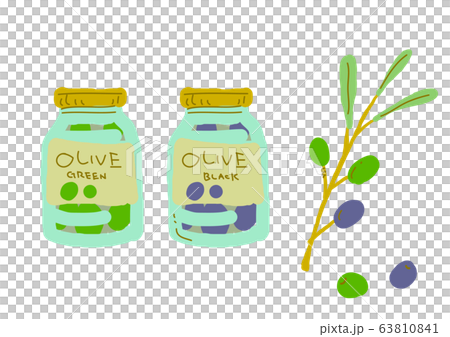 食材　手描き　オリーブ瓶詰 63810841