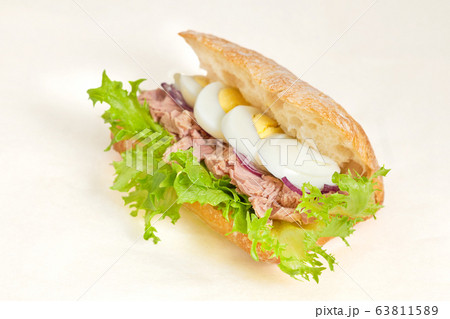 Sandwich with tuna, egg and lettuce, Sandwich with tuna, egg and lettuce, 63811589