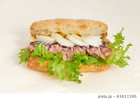 Sandwich with tuna, egg and lettuce, Sandwich with tuna, egg and lettuce, 63811590