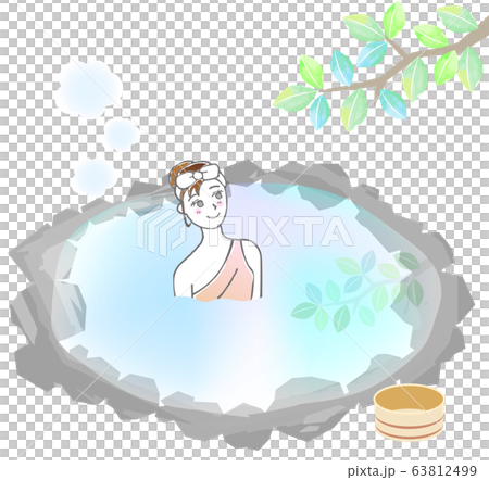 露天風呂と女性のイラスト 露天風呂と女性のイラスト 63812499