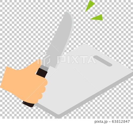 包丁を持つ手とまな板のイラスト素材