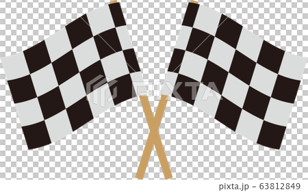 二本の交差したレース旗 63812849