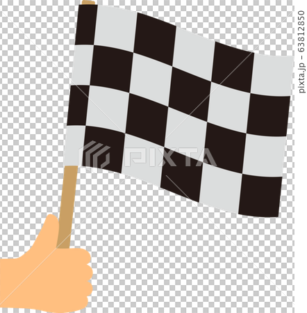 レース旗を持つ手 63812850