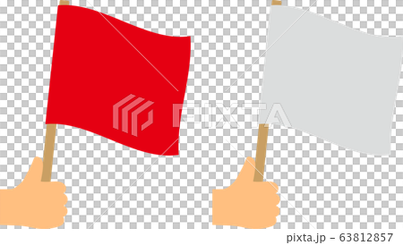 赤と白の旗を持つ手のイラスト素材