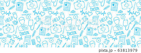 Medicine doodle seamless pattern. Header design. Medicine doodle seamless pattern. Header design. 63813979
