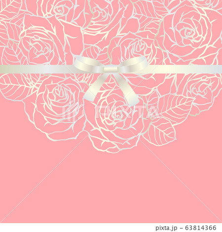 Invitation card with outline roses. Beautiful flowers and leaves. 63814366