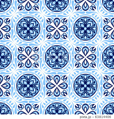Italian ceramic tile pattern. Mediterranean porcelain pottery. 63814406