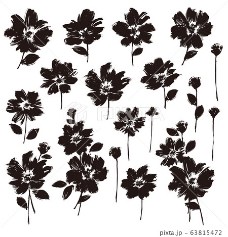 単色で印象的な花素材 のイラスト素材