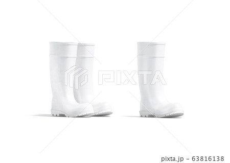 Blank white rubber wellington boot mockup, isolated 63816138