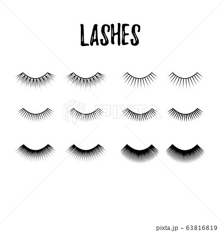 Eyelash collection. Thick and long lashes for mascara extension. Beauty logo. Vector icon 63816819
