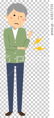 Senior man with elbow pain 63817350