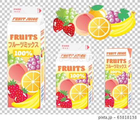 フルーツジュースのパックのセットのイラスト素材