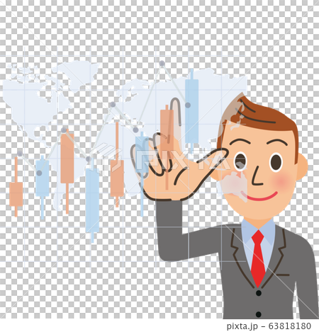 会社員が株価上がる様子を見るのイラスト素材