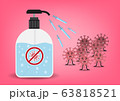 sanitizer corona virus or COVID-19.bottle of alcohol gel press swords for fight to monsters corona virus being scared  concept health and medical 63818521
