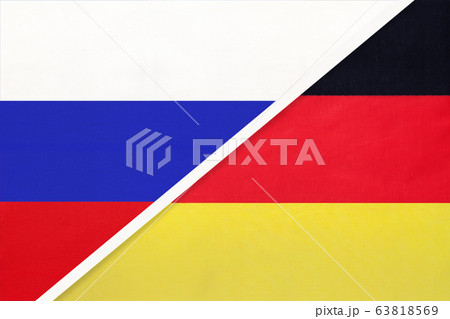 Russia vs Germany national flag from textile. 63818569