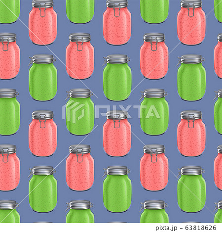 Realistic 3d Detailed Glass Jar with Swing Top Seamless Pattern Background. Vector Realistic 3d Detailed Glass Jar with Swing Top Seamless Pattern Background. Vector 63818626
