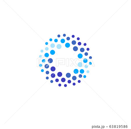 Abstract blue color round logo from circles. Water vector logotype template. Innovative cleaning and freezing method. Sparkling drink icon. Abstract blue color round logo from circles. Water vector logotype template. Innovative cleaning and freezing method. Sparkling drink icon. 63819586