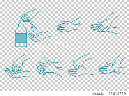 手指消毒手順イラストセット03 63819759