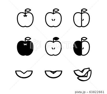 リンゴのアイコン 青りんご イラスト セットのイラスト素材 63822661 Pixta