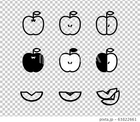 リンゴのアイコン 青りんご イラスト セットのイラスト素材