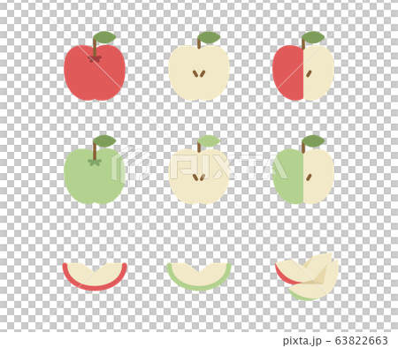 リンゴのアイコン 青りんご イラスト セットのイラスト素材