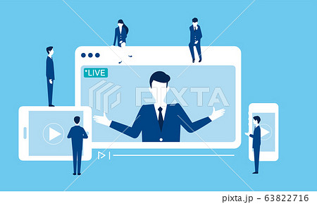 ビジネスチームとデバイス テレワークのイラストイメージのイラスト素材