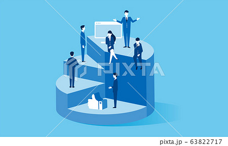 ビジネスチームと円グラフのイメージ ビジネスチームと円グラフのイメージ 63822717