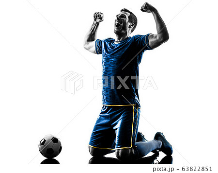 soccer player man happy celebration silhouette isolated 63822851