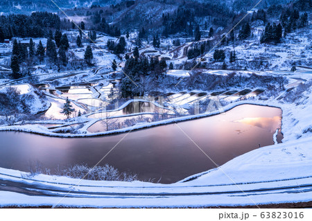 《新潟県》星峠の棚田・雪景色 63823016