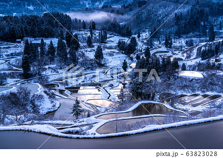 《新潟県》星峠の棚田・雪景色 63823028