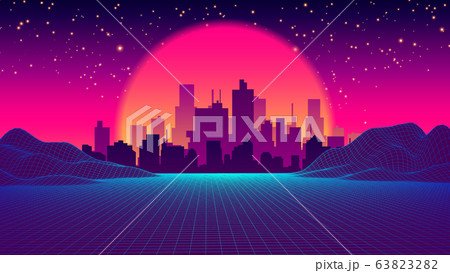 Retro Future of the 80s 1980s Retro Futuristic Background Style. 63823282