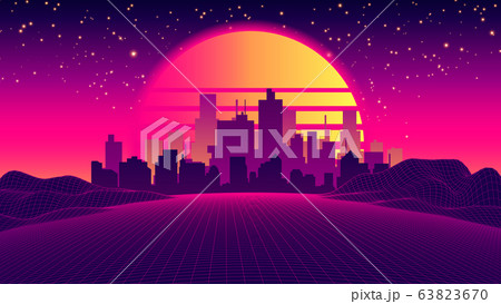 Retro Future of the 80s 1980s Retro Futuristic Background Style. 63823670