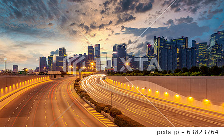Singapore city highway traffic with movement of Singapore city highway traffic with movement of 63823764