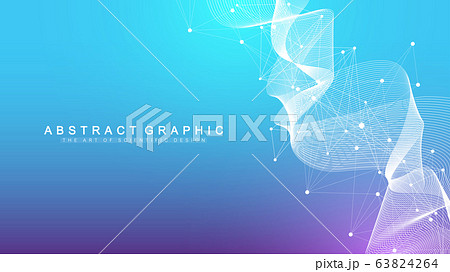 Geometric abstract background with connected lines and dots. Wave flow. Molecule and communication background. Graphic background for your design. Vector illustration Geometric abstract background with connected lines and dots. Wave flow. Molecule and communication background. Graphic background for your design. Vector illustration 63824264
