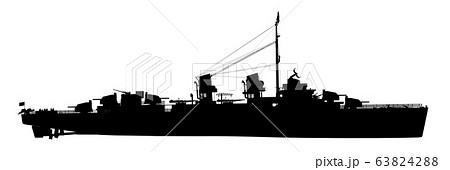 Silhouette of an American warship of World War II Silhouette of an American warship of World War II 63824288