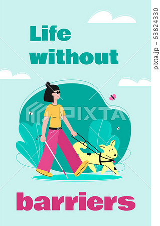 Life without barriers for disabled people, flat cartoon vector illustration. 63824330
