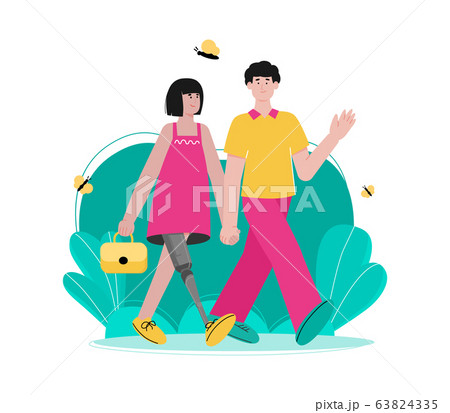 People with disability characters flat cartoon vector illustration isolated. People with disability characters flat cartoon vector illustration isolated. 63824335