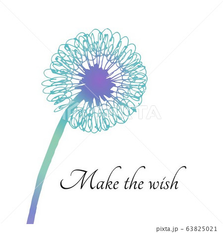 Make the wish card with a dandelion flower. Botanical illustration. Simple floral poster. Vector Make the wish card with a dandelion flower. Botanical illustration. Simple floral poster. Vector 63825021