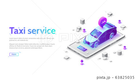 Landing page of taxi service, online order car 63825035