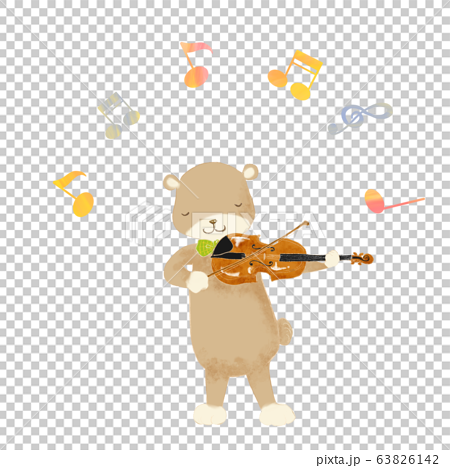 音楽を演奏する動物 くま バイオリンのイラスト素材