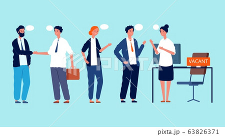 People waiting for interview. Vacant position, hiring. Queue to office vector illustration 63826371