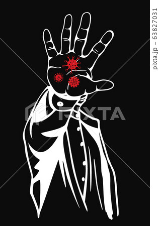 Stop virus concept. Prohibition sign with your hand. Vector illustration Stop virus concept. Prohibition sign with your hand. Vector illustration 63827031