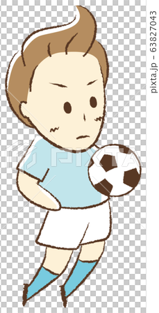 Boy playing soccer chest trap Boy playing soccer chest trap 63827043