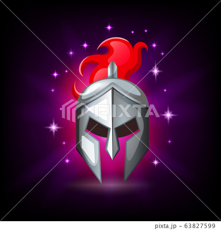 Metal Roman legionnaire helmet icon for games or logo 63827599
