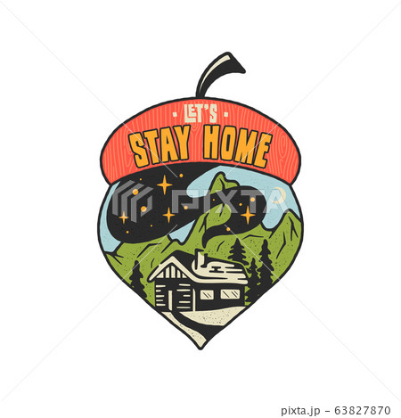 Let's Stay Home illustration concept coronavirus Covid-19 with mountains. Corona virus from Wuhan China. Stock vector 63827870