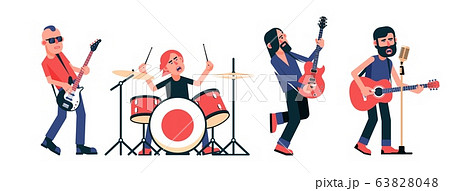 Rock Band Musicians With Instruments In のイラスト素材