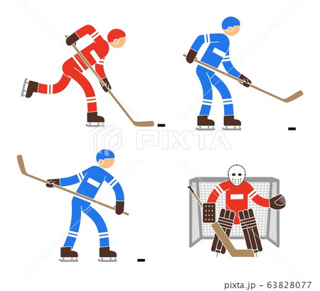Simple Color Hockey Player And Goalkeeper Iconのイラスト素材 Simple Color Hockey Player And Goalkeeper Iconのイラスト素材